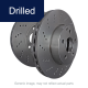 EBC Brakes D cross drilled brake rotors showing holes in the discs braking surface for improved cooling