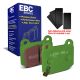EBC Brakes DP21537 Greenstuff rear brake pads for Subaru Impreza WRX STI and Toyota GT86 with Brembo calipers. Green pads displayed with product packaging