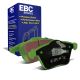 EBC Brakes DP21574 Greenstuff front brake pads for Mazda 3 MPS and Volvo S40/V40. Green pads displayed with product packaging
