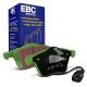 EBC Brakes DP21594 Greenstuff front brake pads for Audi S3 8P Volkswagen Golf GTI mk6 and Golf R32 mk5. Green pads displayed with product packaging