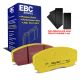 EBC Brakes DP4002R Yellowstuff front brake pads for AC Cobra and AP Racing calipers. Yellow pads displayed with product packaging
