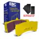 EBC Brakes DP4032R Yellowstuff front brake pads for Holden Commodore and AP Racing calipers. Yellow pads displayed with product packaging