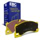 EBC Brakes DP41835R Yellowstuff front brake pads for Porsche Macan Cayenne and VW Touareg with Brembo calipers. Yellow pads displayed with product packaging