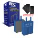 EBC Brakes DP5120NDX Bluestuff brake pads for Jaguar E Type and Dunlop calipers. Blue pads displayed with product packaging