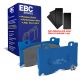 EBC Brakes DP51823NDX Bluestuff front brake pads for Nissan 370Z and Infiniti G37/Q60 with Akebono calipers. Blue pads displayed with product packaging
