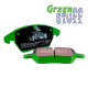 EBC Brakes Greenstuff brake pads showing friction surface coating and backplate shim with clip