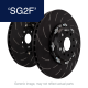 EBC Brakes Racing SG2F 2pc floating brake rotors showing the discs lightweight aluminium hat and SG groove profile