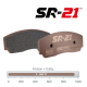 EBC Brakes SR21 brake pads showing friction surface copper coated backplate 0.6 mu friction rating and 0–950 deg C operating temperature range