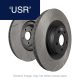 EBC Brakes USR slotted brake rotors showing the discs canted groove profile for silent smooth braking
