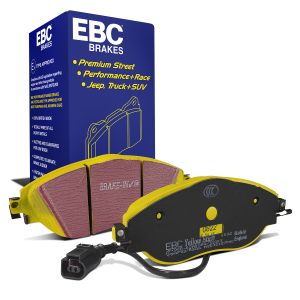 EBC Brakes DP42127R Yellowstuff front brake pads for Volkswagen Golf GTI/R mk7/mk8 and Audi S3 8V. Yellow pads displayed with product packaging